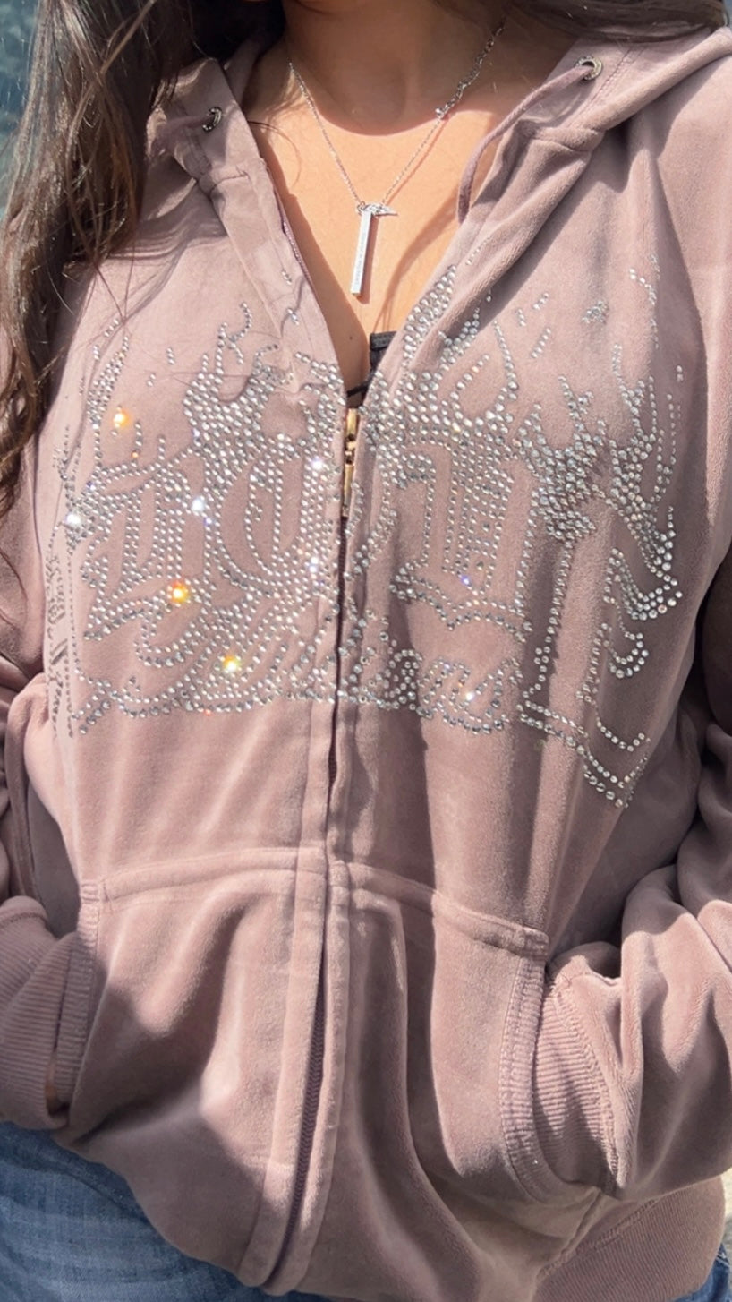 1 OF 1 VELOUR ZIP-UP (PLEASE READ DESCRIPTION)