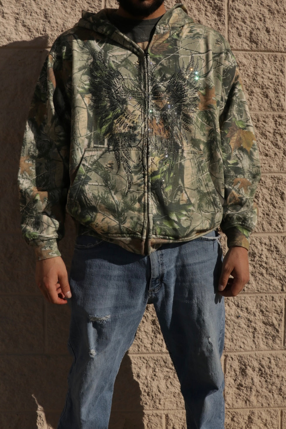 DIVINELY MADE.🪽✨ RHINESTONE HEAVYWEIGHT ZIP HOODIE