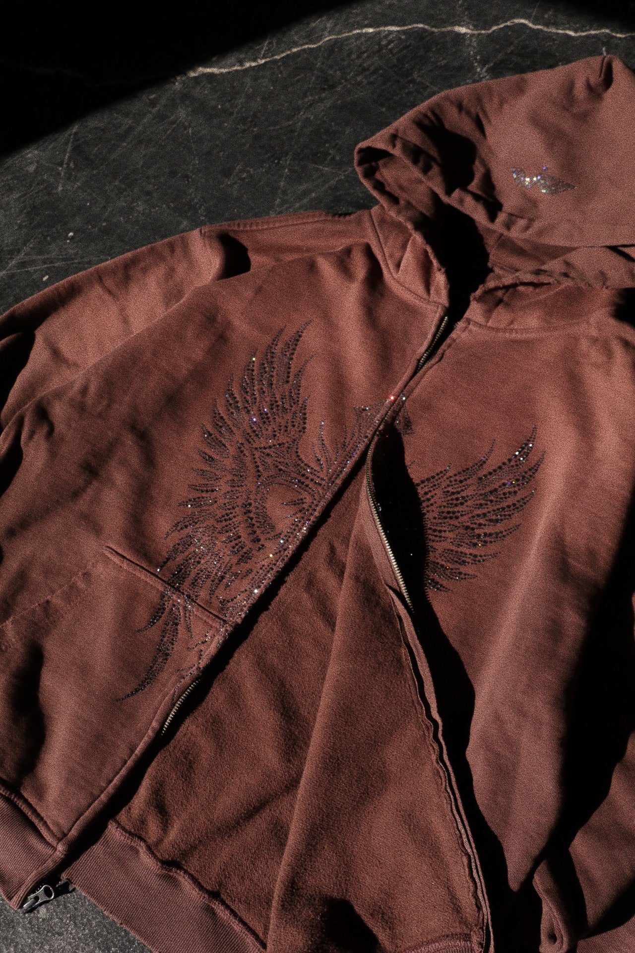 DIVINELY MADE.🪽✨ RHINESTONE HEAVYWEIGHT ZIP HOODIE