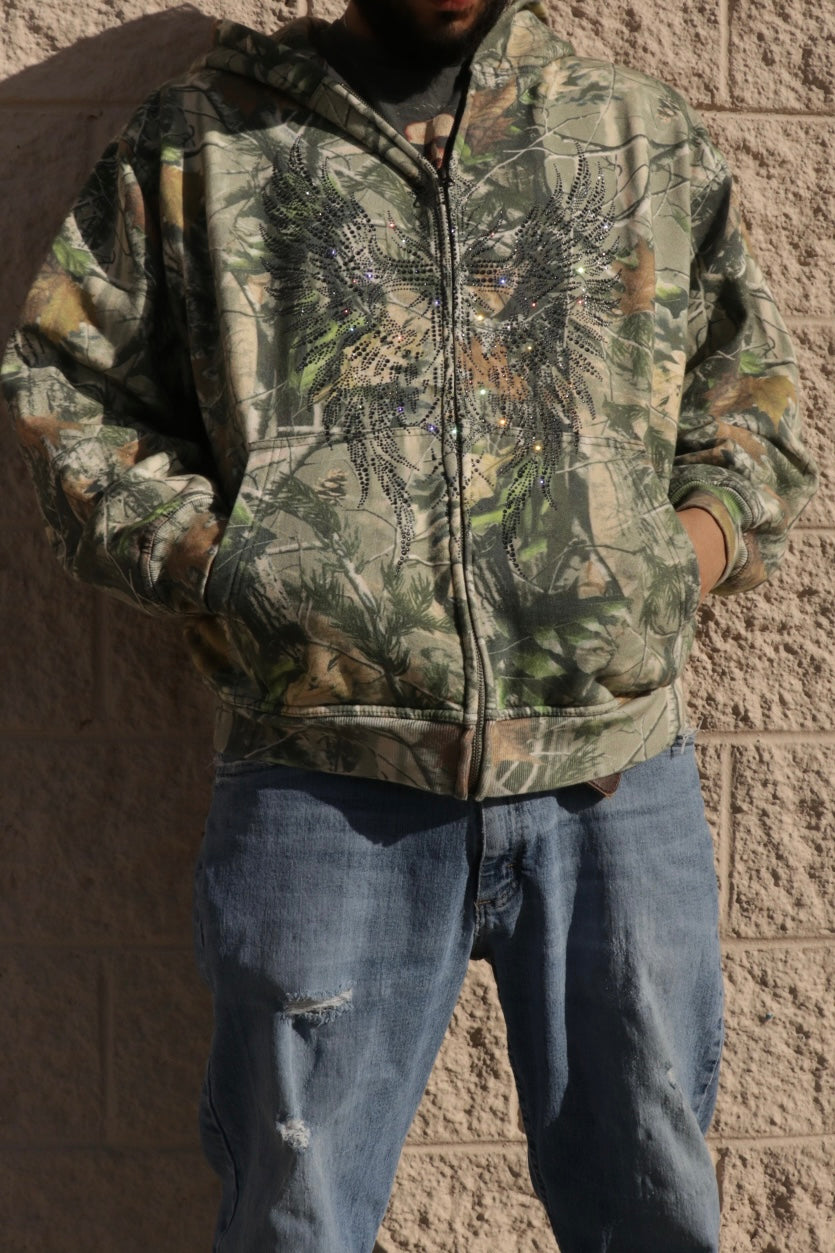 DIVINELY MADE.🪽✨ RHINESTONE HEAVYWEIGHT ZIP HOODIE