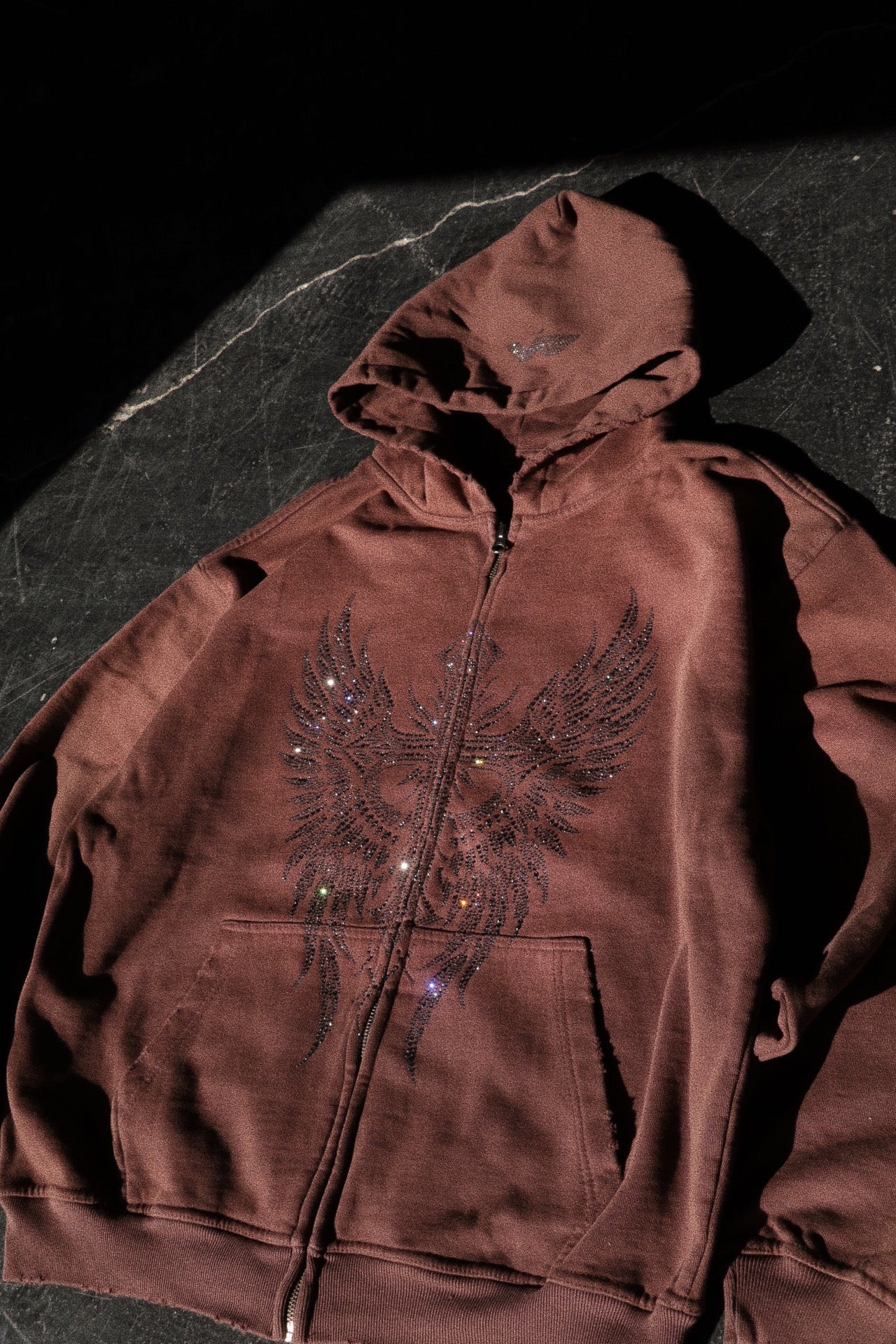 DIVINELY MADE.🪽✨ RHINESTONE HEAVYWEIGHT ZIP HOODIE