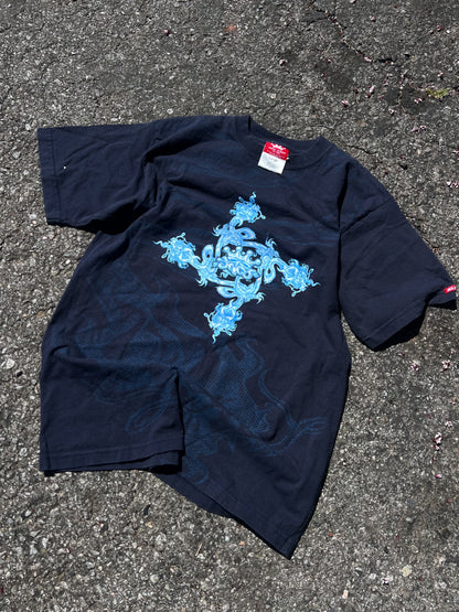 Vintage 90s JNCO Jeans T-Shirt Size L Flames Dragons Fire Double Sided RARE