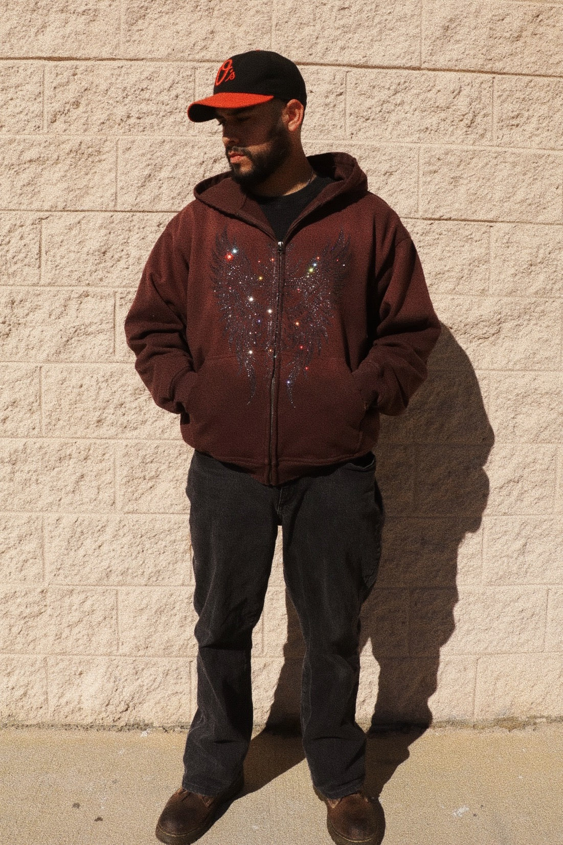 DIVINELY MADE.🪽✨ RHINESTONE HEAVYWEIGHT ZIP HOODIE