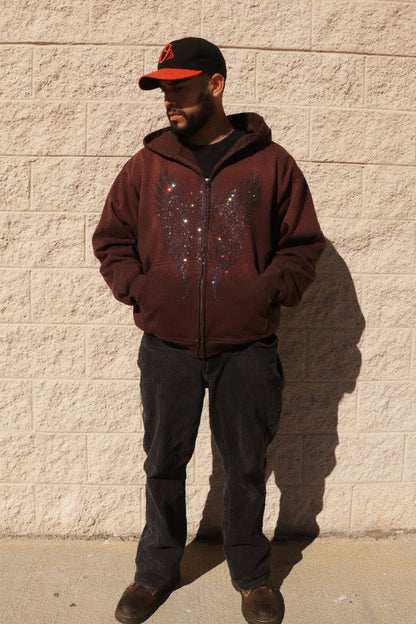 DIVINELY MADE.🪽✨ RHINESTONE HEAVYWEIGHT ZIP HOODIE
