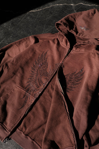 DIVINELY MADE.🪽✨ RHINESTONE HEAVYWEIGHT ZIP HOODIE