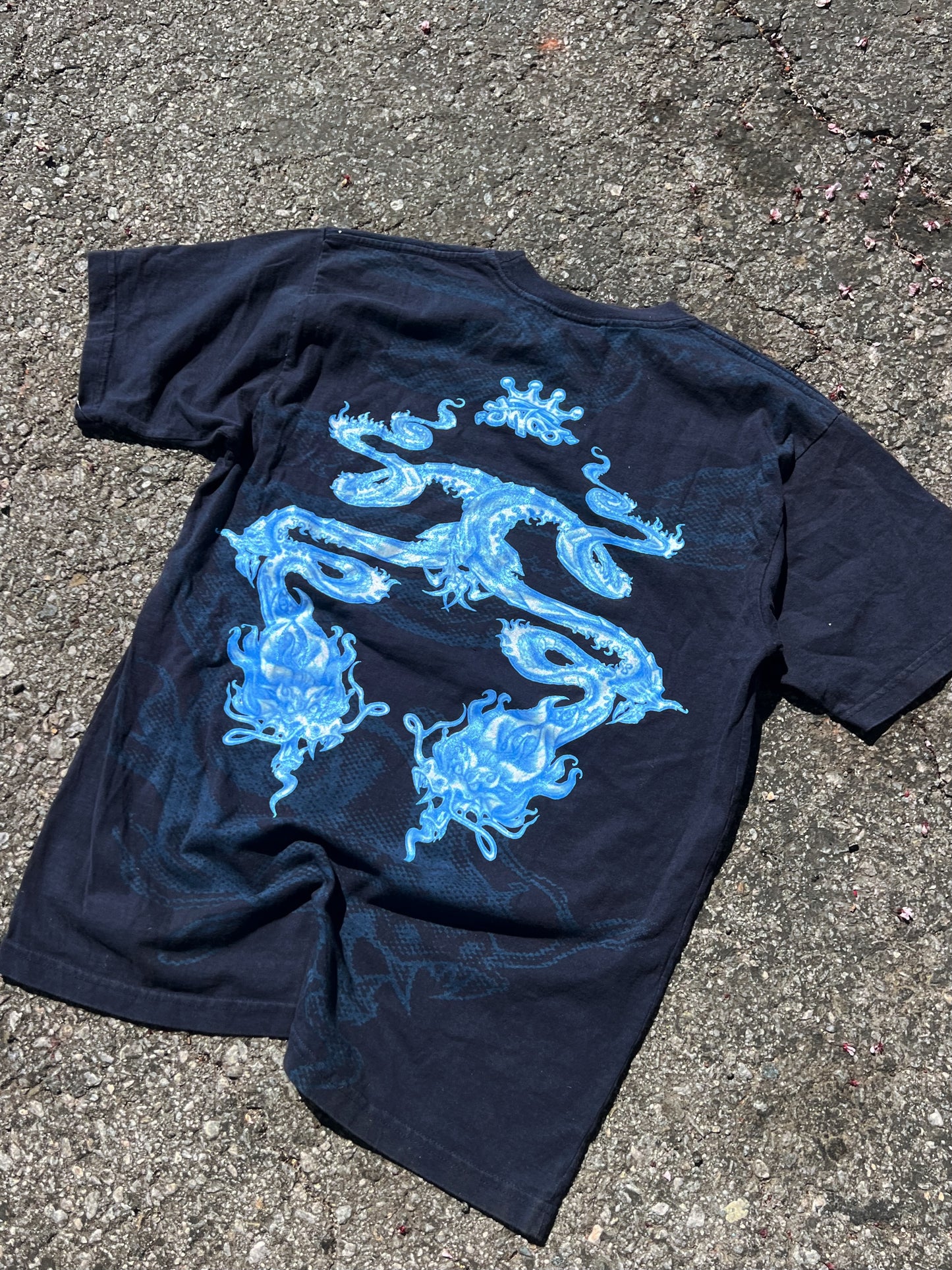 Vintage 90s JNCO Jeans T-Shirt Size L Flames Dragons Fire Double Sided RARE