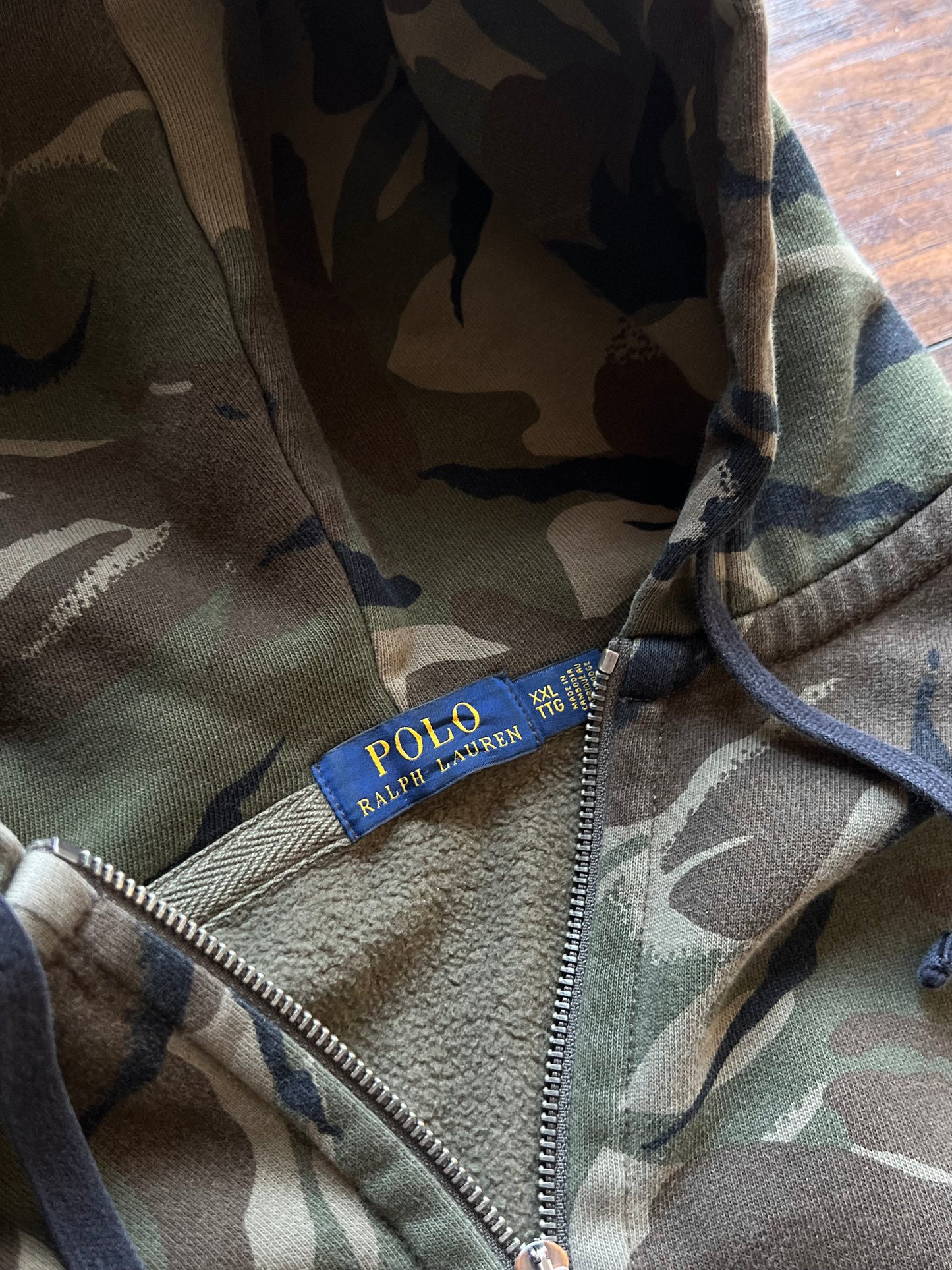 POLO RALPH LAUREN Mens CAMO FLEECE HOODIE Size 2X Full Zip