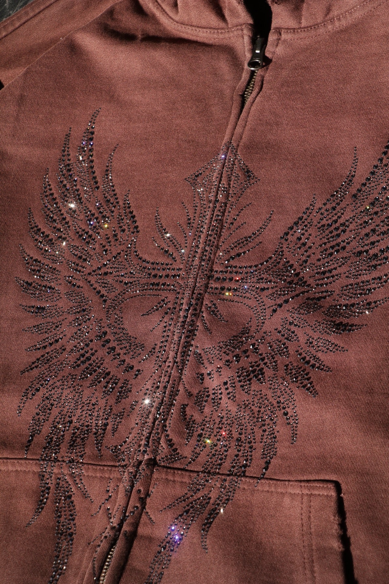 DIVINELY MADE.🪽✨ RHINESTONE HEAVYWEIGHT ZIP HOODIE