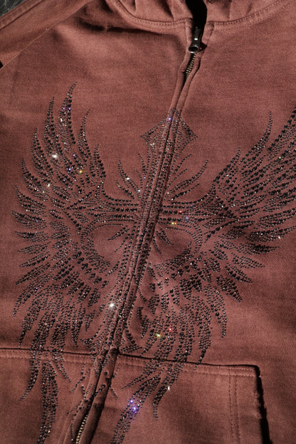 DIVINELY MADE.🪽✨ RHINESTONE HEAVYWEIGHT ZIP HOODIE