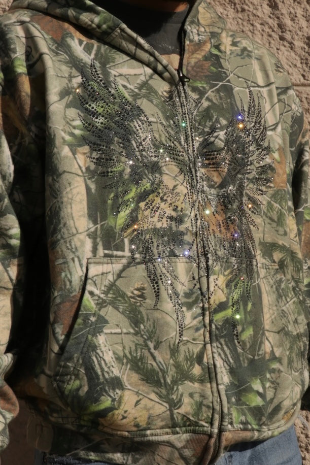 DIVINELY MADE.🪽✨ RHINESTONE HEAVYWEIGHT ZIP HOODIE